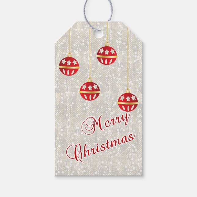 Weihnachtsschmuck auf White Sequins Geschenkanhänger (Vorderseite)
