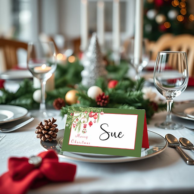 Weihnachtsschmuck auf Zweig Platzkarte (Von Creator hochgeladen)