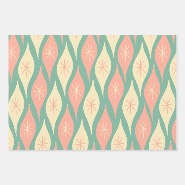 Weihnachtsschmuck aus dem Mittelalter Muster Pink  Geschenkpapier Set (Vorderseite)