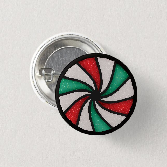 Weihnachtsschmuck aus Hartglas Peppermint Candy Button (Vorne & Hinten)