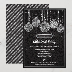 Weihnachtsschmuck aus Party, Schwarz und Silber Einladung