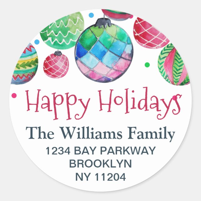 Weihnachtsschmuck Balls geben Adresse Etikett zurü Runder Aufkleber (Vorderseite)