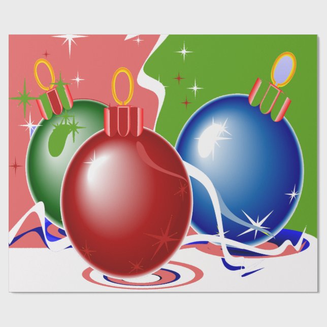 Weihnachtsschmuck & Band - Geschenkpapier (Flach)