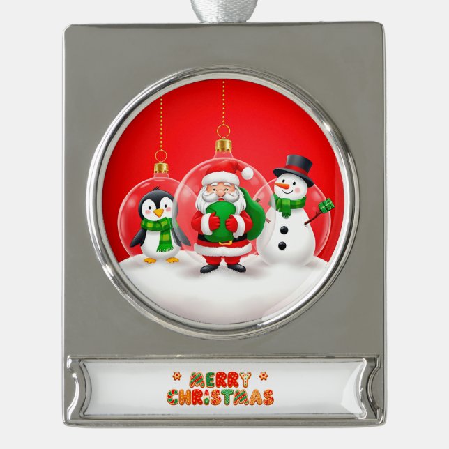 Weihnachtsschmuck Banner-Ornament Silber (Vorderseite)