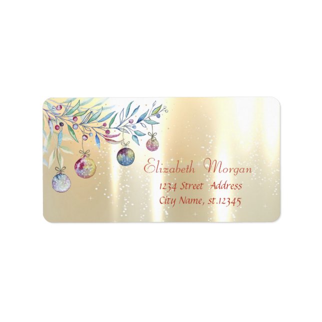 Weihnachtsschmuck, Baumzweig, Gold Adressaufkleber (Vorne)