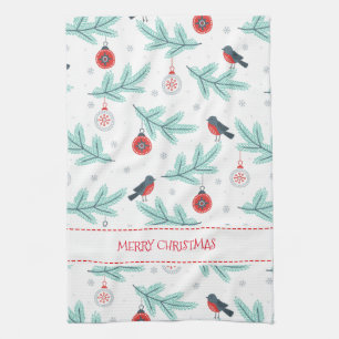 Weihnachtsschmuck Birds & Winter Foliage Muster Geschirrtuch