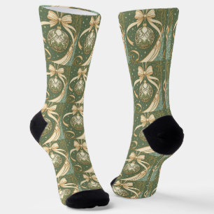 Weihnachtsschmuck Blau Und Beige Art Nouveau Socken