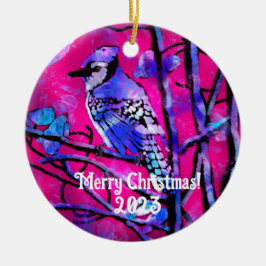 Weihnachtsschmuck - Blue Jay Pink Abstrakte Kunst