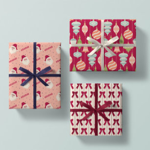Weihnachtsschmuck, Bows und Weihnachtsmann in Reds Geschenkpapier Set