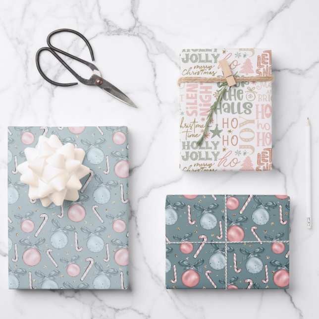 Weihnachtsschmuck Candy Canes Word Kunst Geschenkpapier Set (Vorderseite)