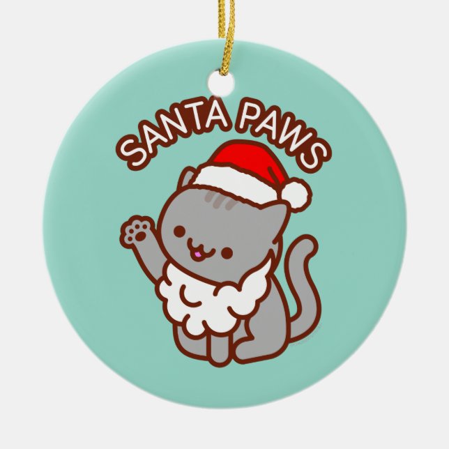 Weihnachtsschmuck der Katze - "Santa Paws" (Vorne)