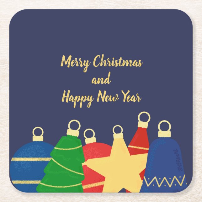 Weihnachtsschmuck Dunkelblau Rechteckiger Pappuntersetzer (Vorderseite)