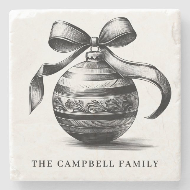 Weihnachtsschmuck Familienname Steinuntersetzer (Vorderseite)