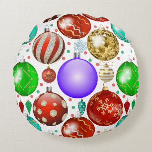 Weihnachtsschmuck Farbiges Balls Muster Rundes Kissen