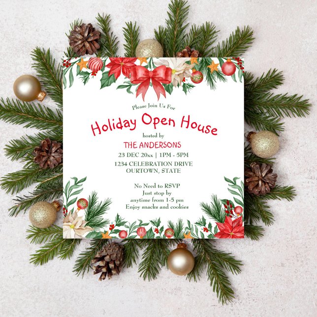 Weihnachtsschmuck Feiertag Einladung zum offenen H (Holiday open house Christmas party editable template invitation digital download)