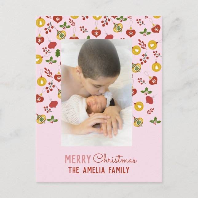 Weihnachtsschmuck Feiertage Familienfest Foto Postkarte (Vorderseite)