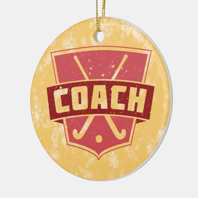 Weihnachtsschmuck, Feldhockeytrainer Keramik Ornament (Links)