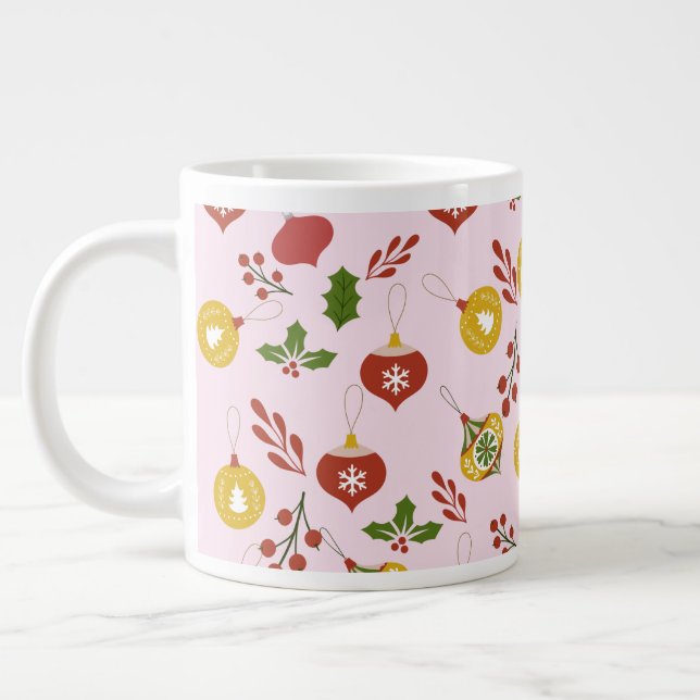 Weihnachtsschmuck Festliche Grüne Rosa Jumbo-Tasse (Links)