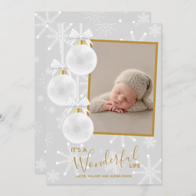 Weihnachtsschmuck Foto Baby Birth Ankündigung (Vorne/Hinten)