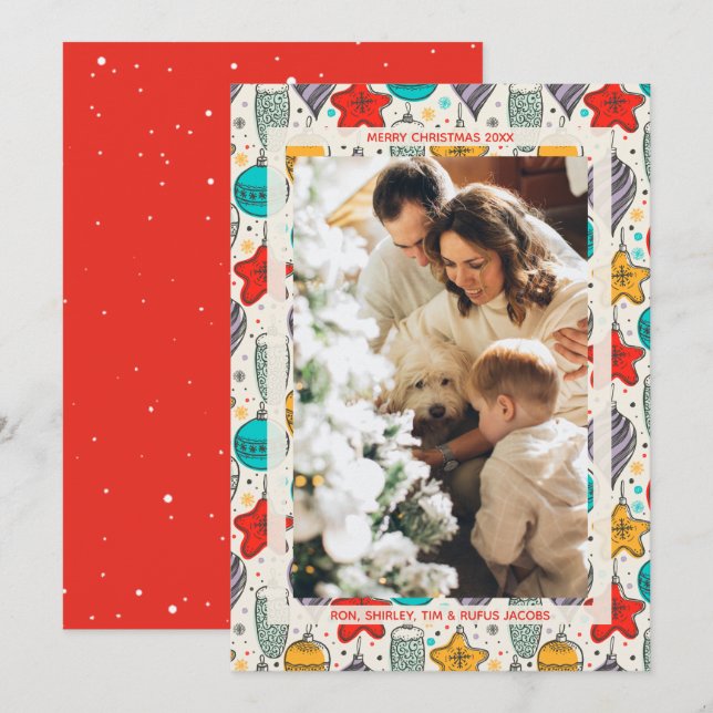 Weihnachtsschmuck-Foto Feiertagskarte (Vorne/Hinten)