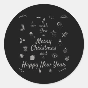 Weihnachtsschmuck Frohe Weihnachten Neues Jahr Runder Aufkleber