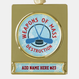 Weihnachtsschmuck für personalisierte Hockey-Waffe Banner-Ornament Gold