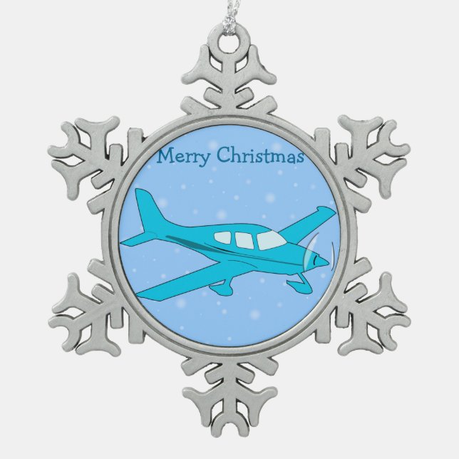 Weihnachtsschmuck für Zinnhütten - Flugzeug Schneeflocken Zinn-Ornament (Vorderseite)
