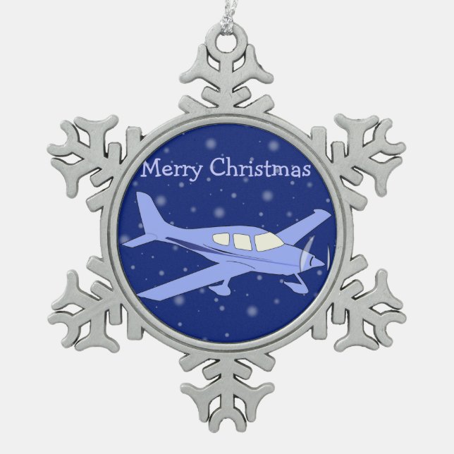 Weihnachtsschmuck für Zinnhütten - Flugzeug Schneeflocken Zinn-Ornament (Vorderseite)