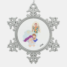 Weihnachtsschmuck : Geburt Christi Schneeflocken Zinn-Ornament
