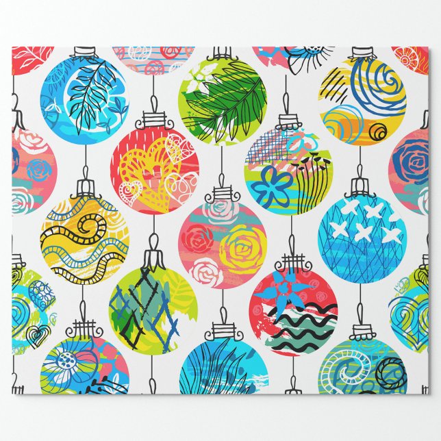 Weihnachtsschmuck Geschenkpapier (Pretty Colorful Design Christmas Ornaments Wrapping Paper!)