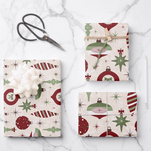 Weihnachtsschmuck Geschenkpapier Set (Vorderseite)