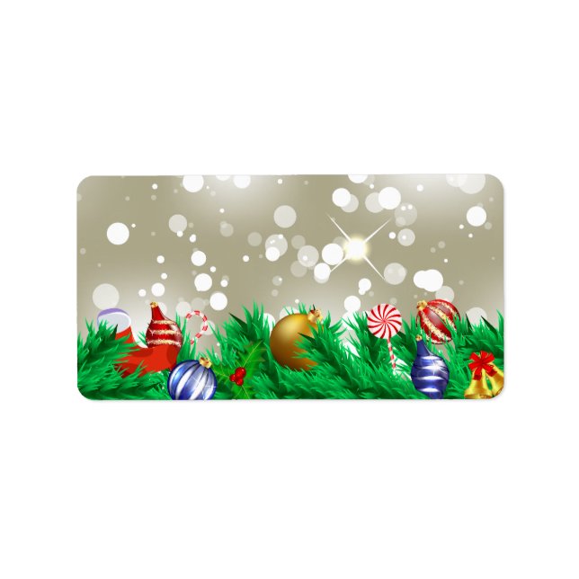 Weihnachtsschmuck Glitzer Adressaufkleber (Vorne)