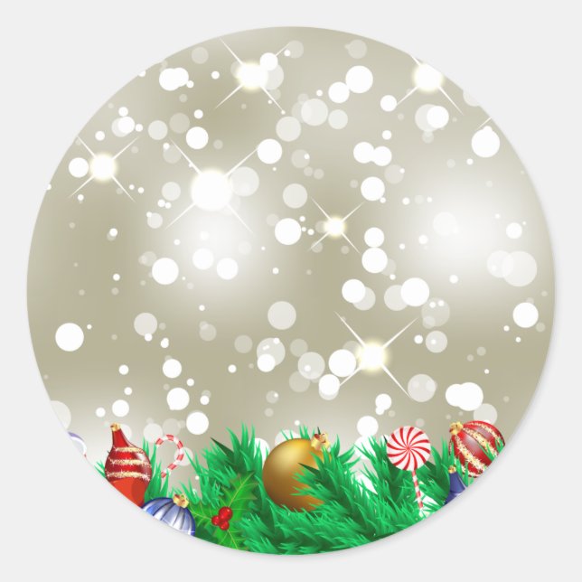 Weihnachtsschmuck Glitzer Runder Aufkleber (Vorderseite)