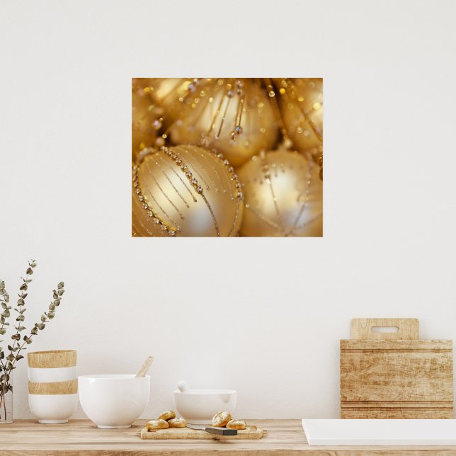 Weihnachtsschmuck, Goldschmuck, Glitzer Poster (Küche)