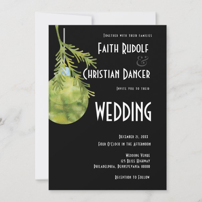 Weihnachtsschmuck Grün, Moderne Hochzeit Ankündigung (Vorderseite)