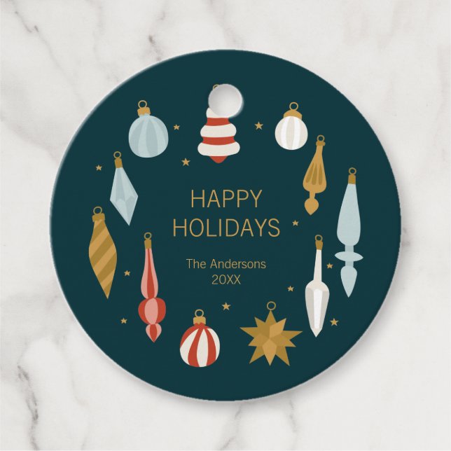 Weihnachtsschmuck Happy Holidays Geschenkanhänger (Vorderseite)