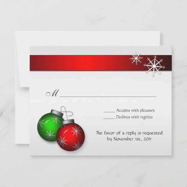Weihnachtsschmuck Hochzeitskarten RSVP Karte (Vorderseite)