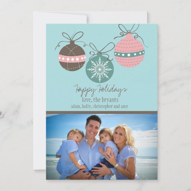 Weihnachtsschmuck Holiday Flat Card blau Feiertagskarte (Vorderseite)