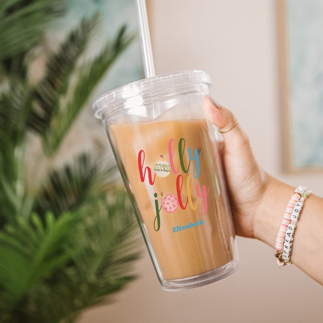 Weihnachtsschmuck Holly Jolly Typografy Name Acryltrinkbecher (Von Creator hochgeladen)