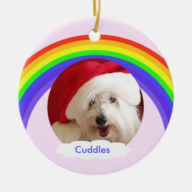 Weihnachtsschmuck Hunde Rosa mit Regenbogen (Vorne)