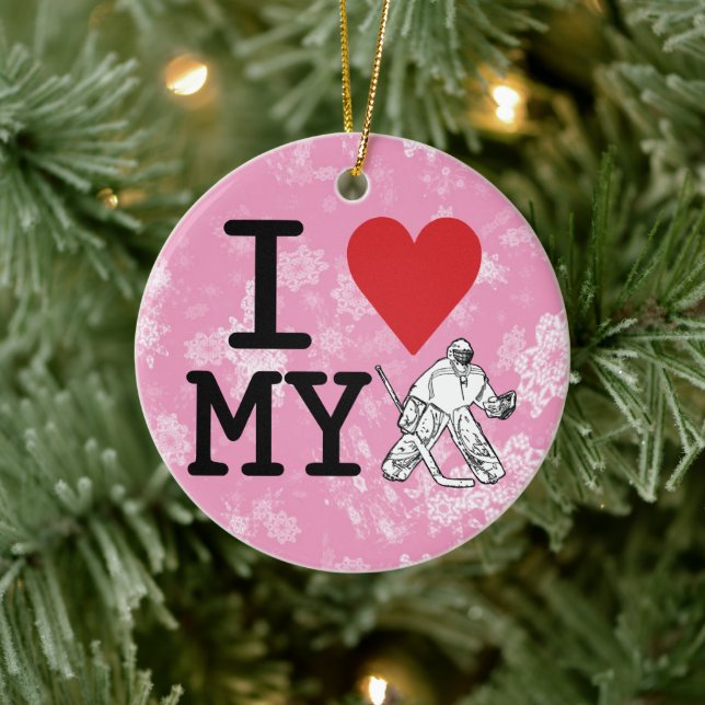 Weihnachtsschmuck, ich Liebe mein Hockey Goalie Keramikornament (Baum)