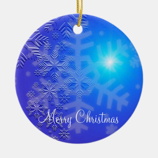 Weihnachtsschmuck im Freien mit Schneeflocken (Vorne)