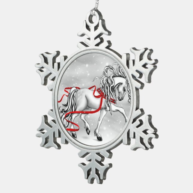 Weihnachtsschmuck im Weißen Stalon Schneeflocken Zinn-Ornament (Rechts)