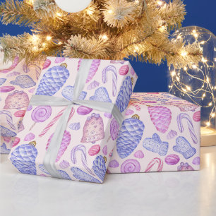 Weihnachtsschmuck in Aquarellen, Candy Cane Geschenkpapier
