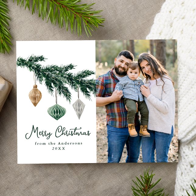 Weihnachtsschmuck in Aquarellen Foto Feiertagspostkarte (Von Creator hochgeladen)