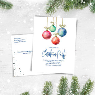 Weihnachtsschmuck in Aquarellen Party Feiertagspostkarte