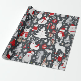 Weihnachtsschmuck in grauem Dekor Wrapping Paper Geschenkpapier