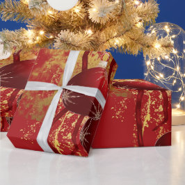 Weihnachtsschmuck in Luxusrot und Gold Geschenkpapier