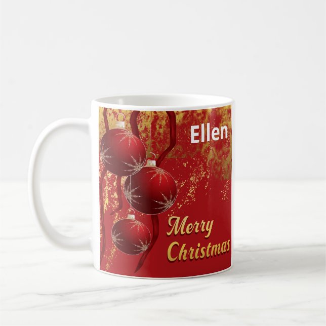 Weihnachtsschmuck in Luxusrot und Gold Kaffeetasse (Links)