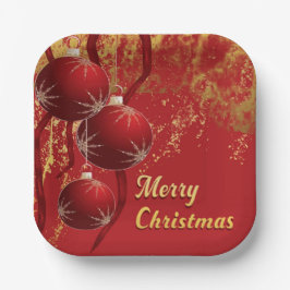 Weihnachtsschmuck in Luxusrot und Gold Pappteller